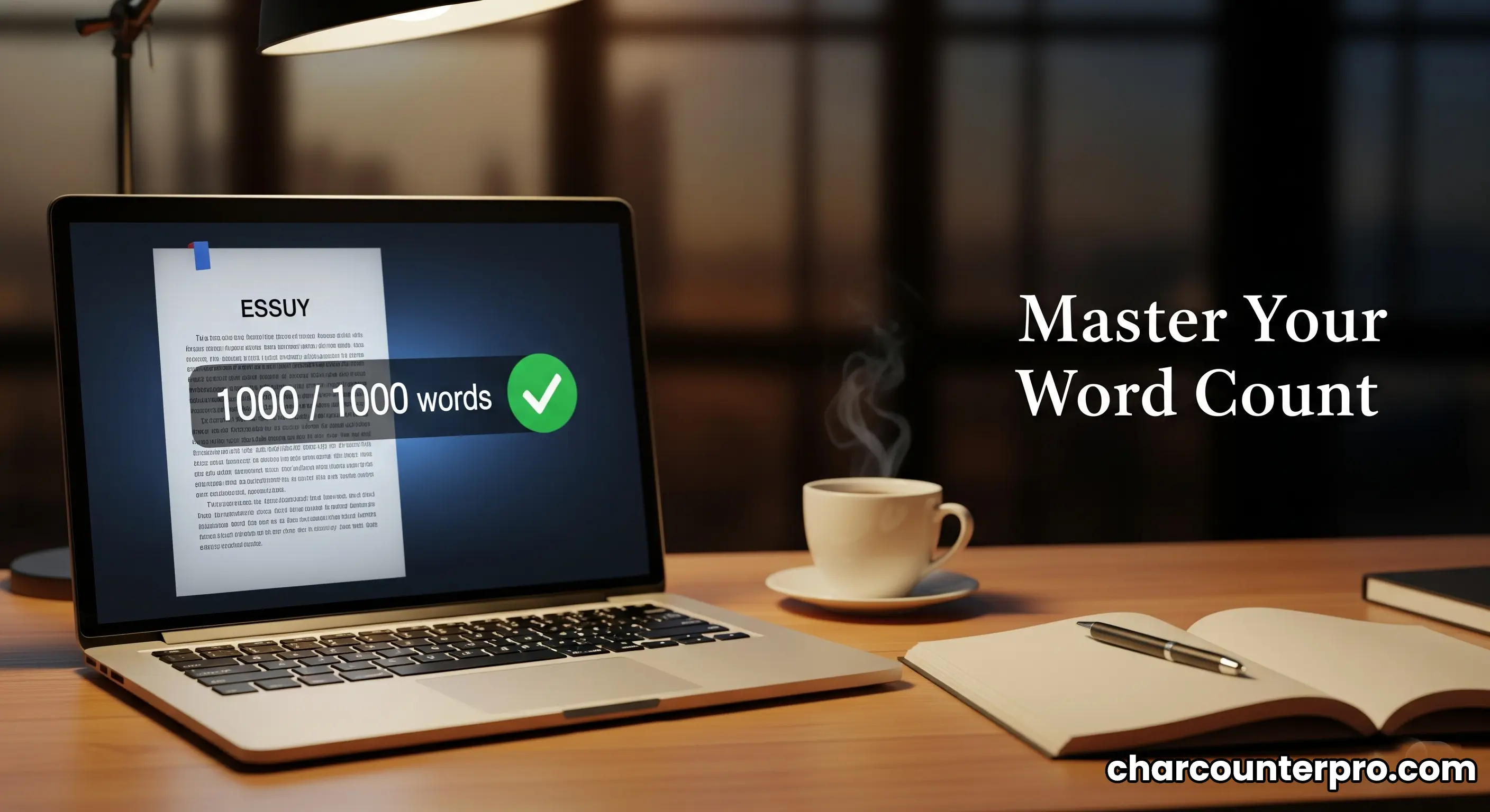 A student looking accomplished in front of a laptop with an essay
